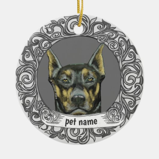 Dobermann-herinneringssieraad Keramisch Ornament (Voorkant)