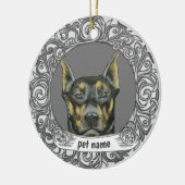 Dobermann-herinneringssieraad Keramisch Ornament (Links)