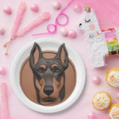 Dobermann Hond 3D Geïnspireerd Papieren Bordje (Feest)