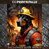 Dobermann hond als brandweerman - tissuepapier