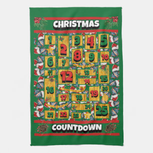 Dobermann-hond Countdown Kerst Adventskalender Theedoek