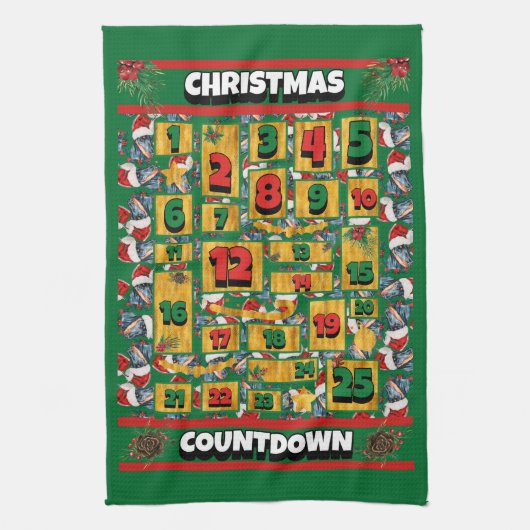 Dobermann-hond Countdown Kerst Adventskalender Theedoek (Verticaal)