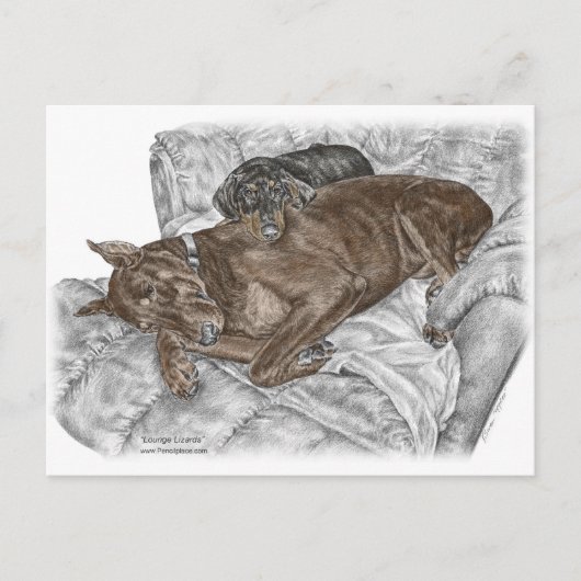 Dobermann Hond en Puppy Briefkaart (Voorkant)