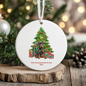 Dobermann hond gepersonaliseerde kerst keramisch ornament