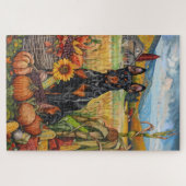 Dobermann-hond Herfst Oogst Thanksgiving Legpuzzel (Horizontaal)