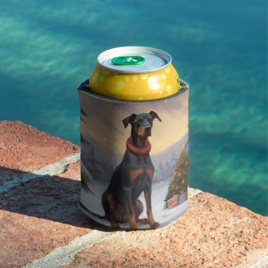 Dobermann-hond in sneeuw Kerstmis Blikjeskoeler (Insitu Zwembad)