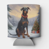 Dobermann-hond in sneeuw Kerstmis Blikjeskoeler (Achterkant)