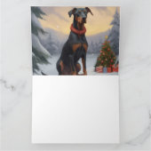 Dobermann-hond in sneeuw Kerstmis Kaart (Binnen)