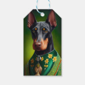 Dobermann-hond in St. Patrick's Day-jurk Cadeaulabel (Voorkant)