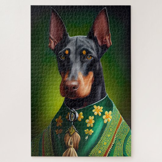 Dobermann-hond in St. Patrick's Day-jurk Legpuzzel (Verticaal)
