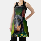 Dobermann-hond in St. Patrick's Day-jurk Schort (Insitu)