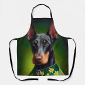 Dobermann-hond in St. Patrick's Day-jurk Schort (Voorkant)
