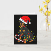 Dobermann-hond kerstlichtjes Kerstman Kerstmis hui Kaart (Gele Bloem)
