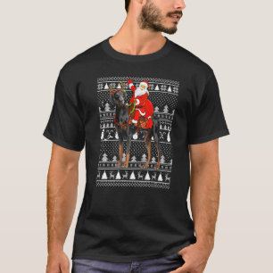 Dobermann-hond Kerstman rijdt op Dobermann Vresel T-shirt