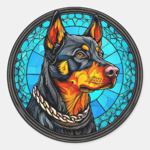 🐕 Dobermann-hond Krachtig Bewakersras Portret Kun Ronde Sticker