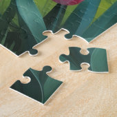 Dobermann-hond lente bloemen schilderij legpuzzel (Zijkant)