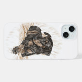 Dobermann Hond Natuurlijke Oren iPhone Hoesje (Achterkant horizontaal)
