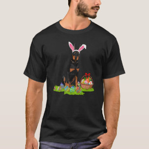 Dobermann-hond Paaseieren jagen Konijn Dobermann P T-shirt