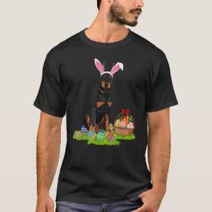 Dobermann-hond Paaseieren jagen Konijn Dobermann P T-shirt