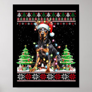 Dobermann-hond rendier kerstverlichting poster