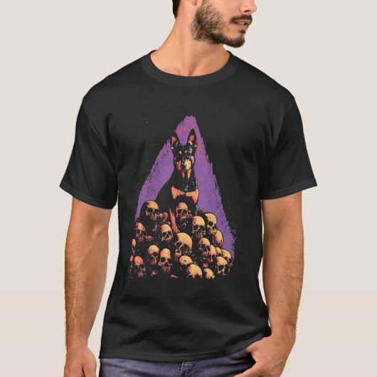 Dobermann-hond skelet berg goth t-shirt (Voorkant)