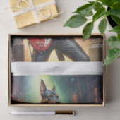 Dobermann hond speelt gitaar op een rockpodium - tissuepapier (Geschenk)