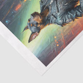 Dobermann hond speelt gitaar op een rockpodium - tissuepapier (Detail)