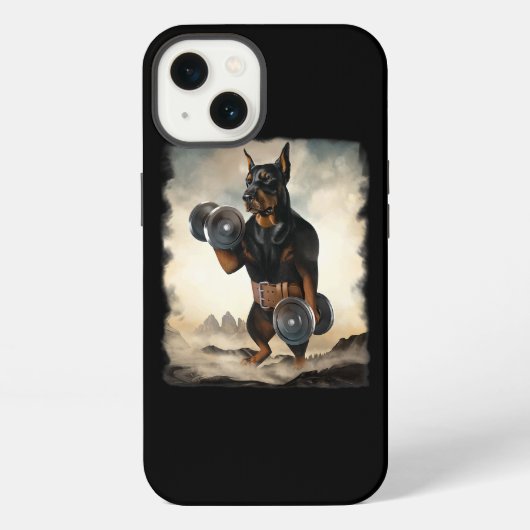 Dobermann Hond Spier Training Gewichtheffen met Du iPhone Hoesje (Achterkant)