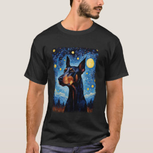 Dobermann-hond Sterrennacht Schilderij T-shirt