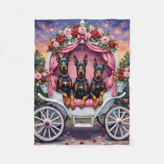 Dobermann-hond Valentijnsdag  Fleece Deken (Voorkant)