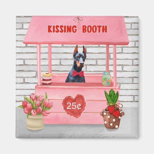 Dobermann-hond Valentijnsdag Kusstand Magneet (Voorkant)