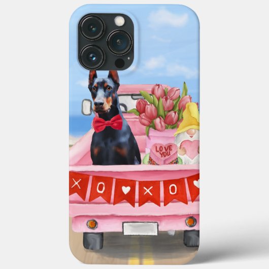 Dobermann-hond Valentijnsdag vrachtwagen harten Case-Mate iPhone Case (Achterkant)