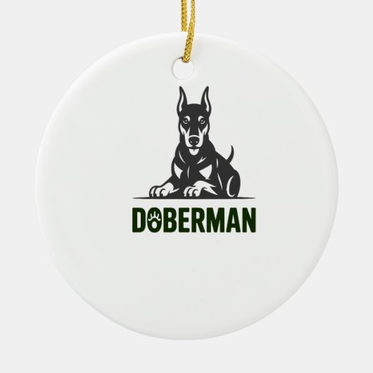Dobermann-hond vector 2 kleuren keramisch ornament (Voorkant)