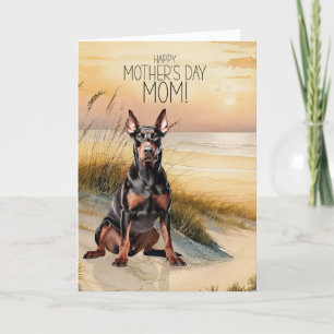 Dobermann-hond Zonsondergang Strand Moederdag Feestdagen Kaart