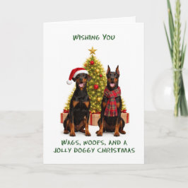 Dobermann Honden Kerstmis Feestdagen Kaart