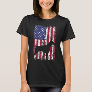 Dobermann Honden Vintage Amerikaanse Vlag Silhouet T-shirt