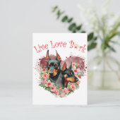 Dobermann Hondenmoeder Bloemstuk Briefkaart (Staand voorkant)