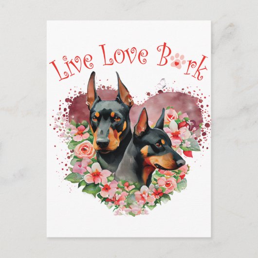 Dobermann Hondenmoeder Bloemstuk Briefkaart (Voorkant)
