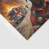 Dobermann hondenras als brandweerman tissuepapier (Detail)
