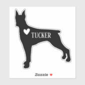 Dobermann Hondenras Silhouette Aangepaste Naam Sticker (Vel)