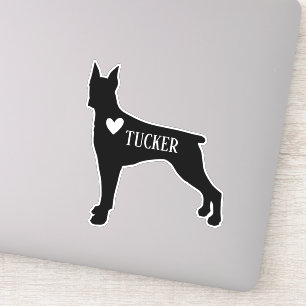 Dobermann Hondenras Silhouette Aangepaste Naam Sticker
