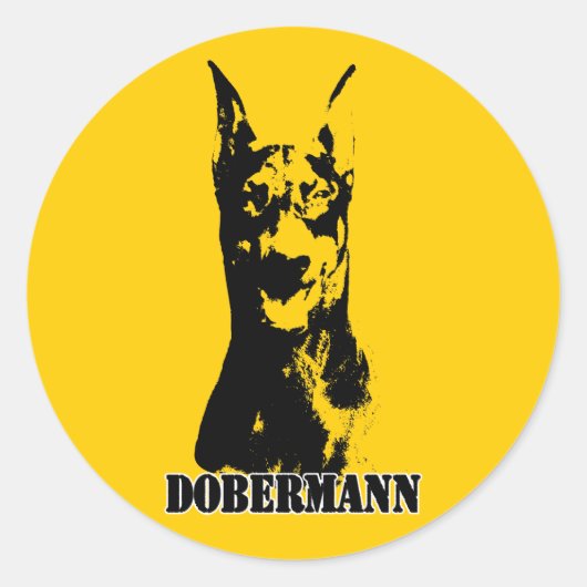 Dobermann hoofd ronde sticker (Voorkant)