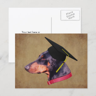 Dobermann in afstudeerhoed Grappige hond Persoonli Briefkaart
