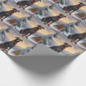 Dobermann in de Sneeuw Kerstmis Cadeaupapier (Hoek)