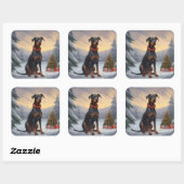 Dobermann in de Sneeuw Kerstmis Vierkante Sticker (Vel)