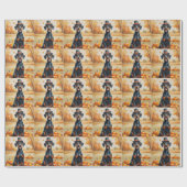Dobermann in herfstbladeren dankdag kunst cadeaupapier (Vlak)