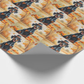 Dobermann in herfstbladeren dankdag kunst cadeaupapier (Hoek)
