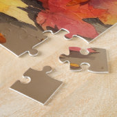 Dobermann in herfstbladeren Thanksgiving Kunst Legpuzzel (Zijkant)
