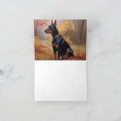 Dobermann in herfstbladeren val inspireert kaart (Binnen)