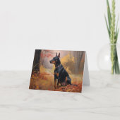 Dobermann in herfstbladeren val inspireert kaart (Voorkant)